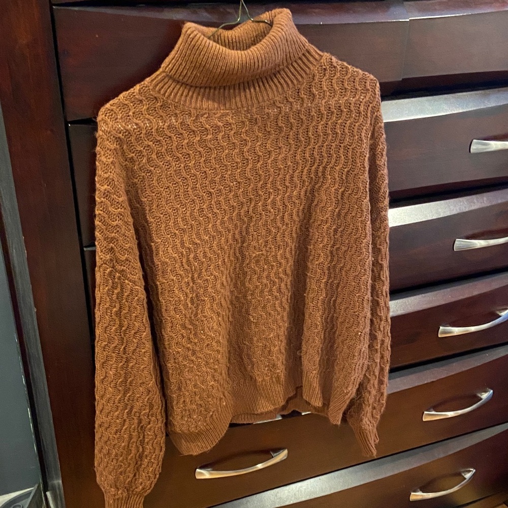 SHEIN Warm Brown Cowl Neck Sweater